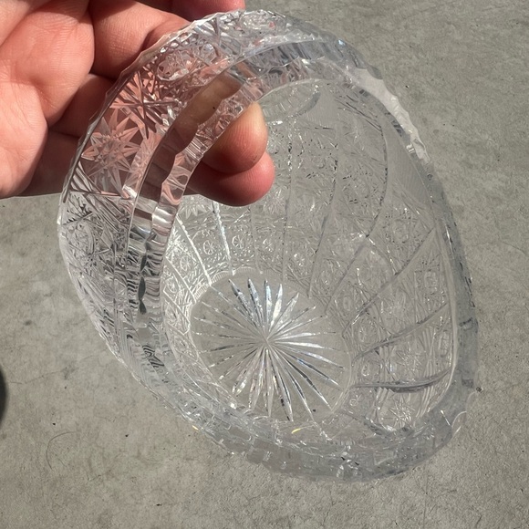 Vintage Bohemia Czech 500PK Hand Cut Crystal 9" Basket - Picture 3 of 10